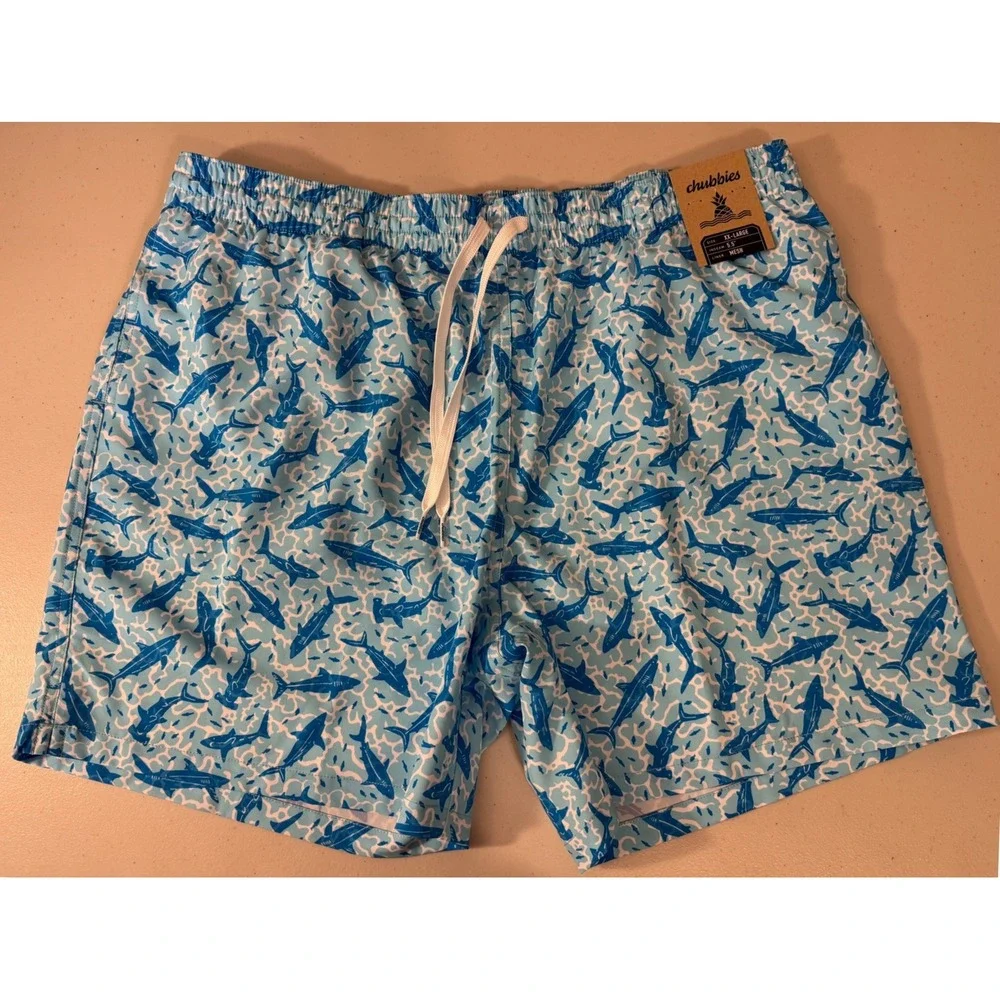 Chubbies Swim‎ Trunks Men XXL Blue Shark Sides 5.5